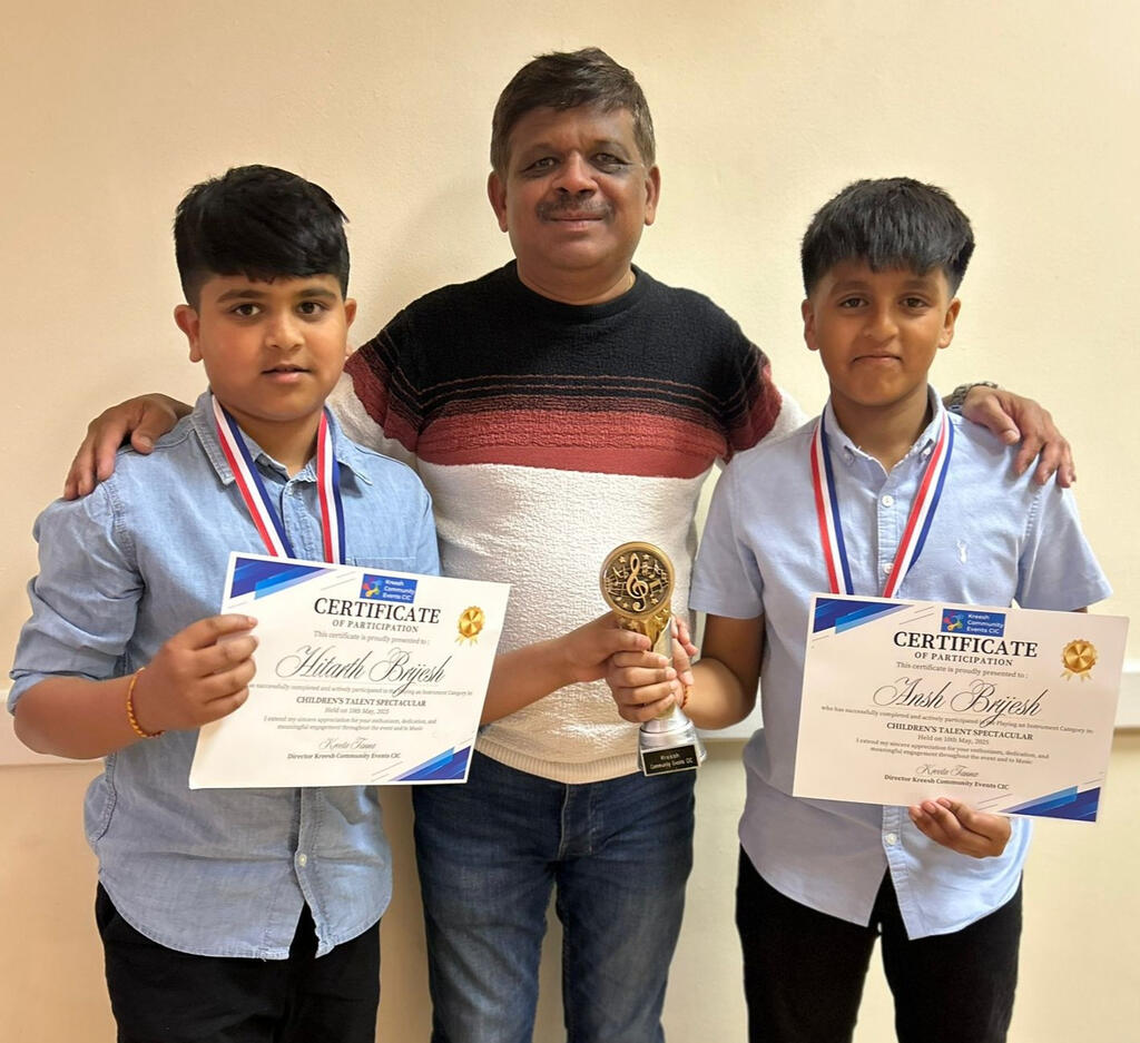 Proud Moment! 🌟 Proudly presenting this post to celebrate the amazing achievement of my students, Ansh and Hitarth, who won First Prize at the Children’s Talent Spectacular in Warwick for their beautiful harmonium playing and devotional singing. 🎶🎹 Proud Moment! 🌟 Proudly presenting this post to celebrate the amazing achievement of my students, Ansh and Hitarth, who won First Prize at the Children’s Talent Spectacular in Warwick for their beautiful harmonium playing and devotional singing. 🎶🎹